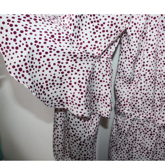 Misa Los Angeles Nehda Ruffle Mini Dress White Purple Dot Print Tie Waist Medium - Picture 9 of 11